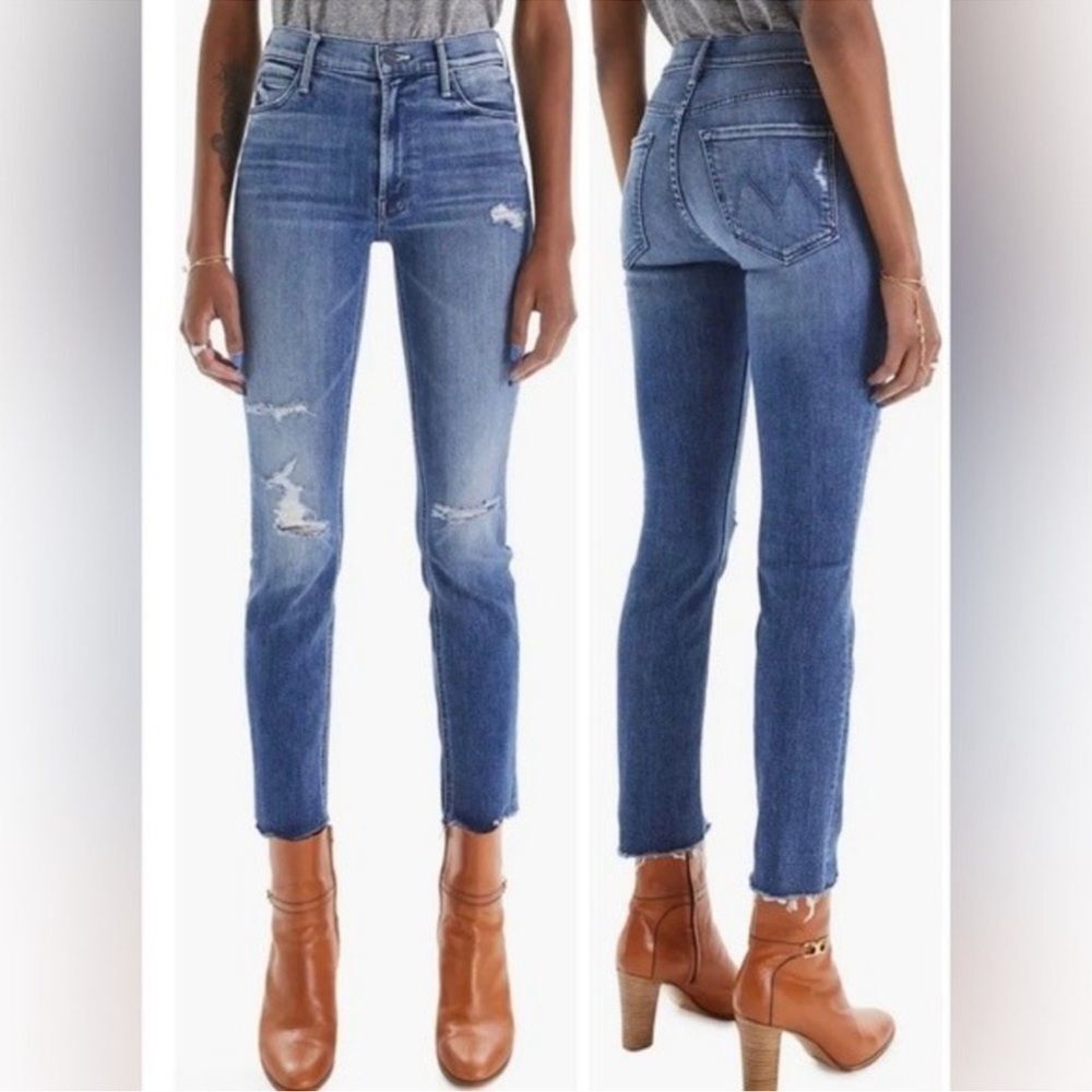 MOTHER The Dazzler Mid Rise Ankle Straight Jeans in Weekend Warrior size 27